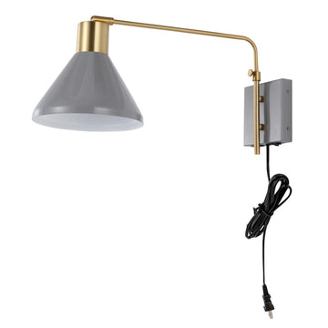 Max 20.5" Swing Arm Modern Midcentury Iron USB Charging Port LED Sconce - JONATHAN Y